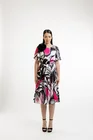 Rochie midi voal imprimat cu floare decorativă R8438 thumbnail picture - 