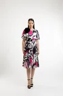 Rochie midi voal imprimat cu floare decorativă R8438 thumbnail picture - 