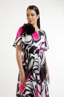 Rochie midi voal imprimat cu floare decorativă R8438 thumbnail picture - 