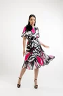 Rochie midi voal imprimat cu floare decorativă R8438 thumbnail picture - 