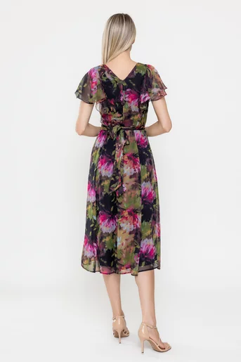 Rochie midi voal imprimeu multicolor R8535