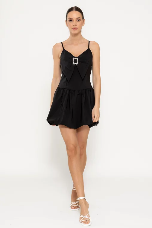 Rochie mini cu fundă neagră RLO0301 picture - 2