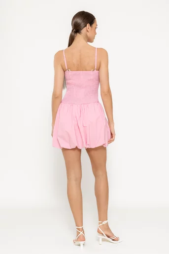Rochie mini cu fundă roz RLO0301