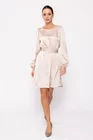Rochie satinată cu curea bej RKCT0201 thumbnail picture - 