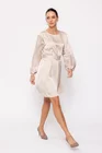 Rochie satinată cu curea bej RKCT0201 thumbnail picture - 