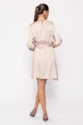 Rochie satinată cu curea bej RKCT0201 thumbnail picture - 