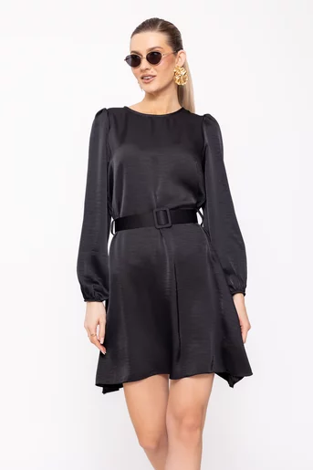 Rochie satinată cu curea neagră RKCT0201