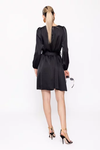 Rochie satinată cu curea neagră RKCT0201