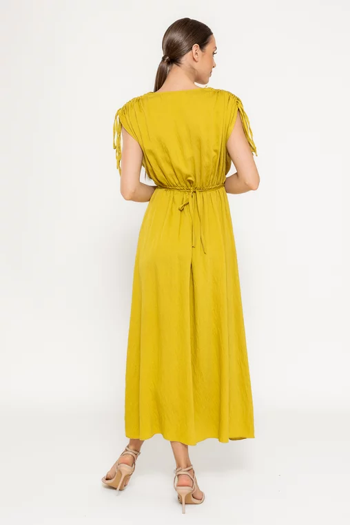 Rochie vâscoză cordon decorat cu floare lime RLAM0306 picture - 2