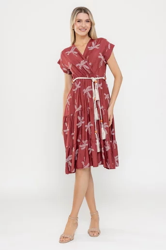Rochie vascoza cu decolteu petrecut burgundy RLA0516