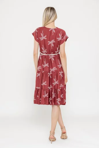 Rochie vascoza cu decolteu petrecut burgundy RLA0516