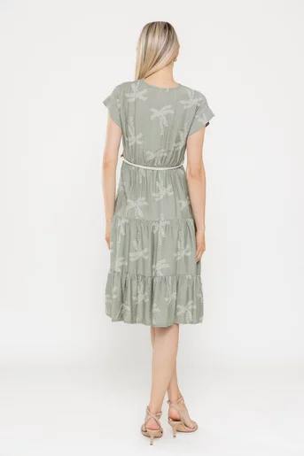 Rochie vâscoza cu decolteu petrecut kaki RLA0516