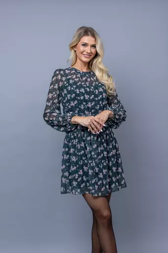 Rochie voal cu flori si cordon  R8345