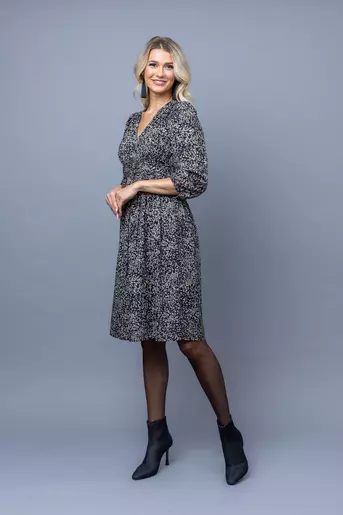 Rochie voal imprimat cu banda incretita R8347