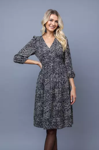 Rochie voal imprimat cu banda incretita R8347