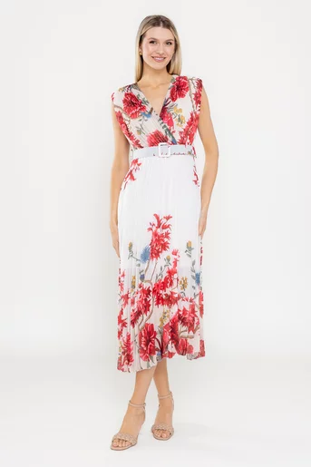 Rochie voal plissta cu imprimeu floral RLA0508