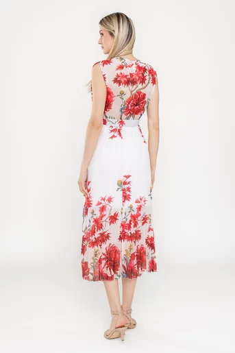 Rochie voal plissta cu imprimeu floral RLA0508