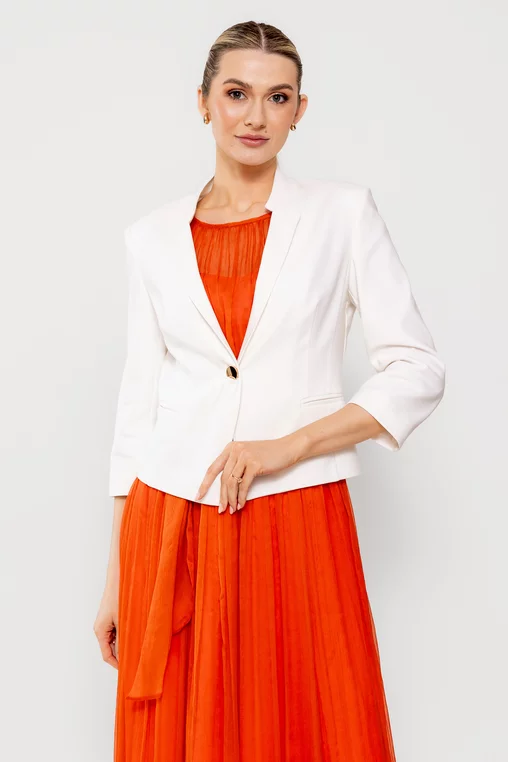 Sacou Caramel cambrat din bumbac ivory S1510 picture - 1
