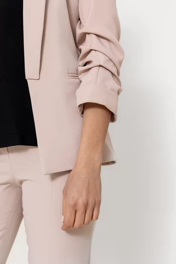 Sacou Caramel casual cu manșetă bej S1511