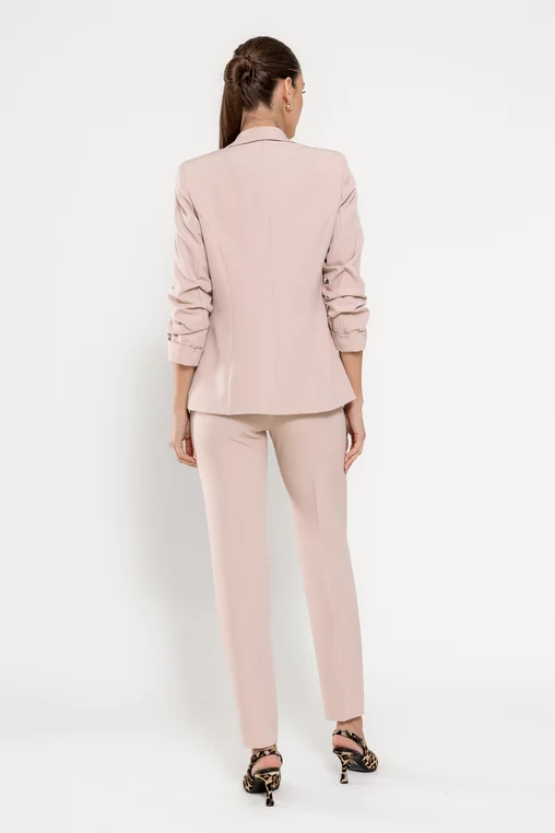 Sacou Caramel casual cu manșetă bej S1511 picture - 3
