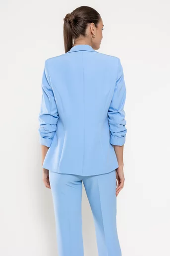 Sacou Caramel casual cu manșetă bleu S1511