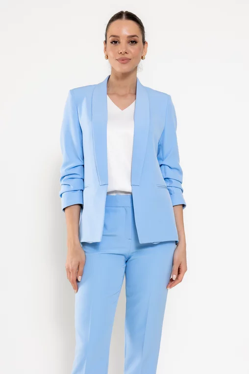 Sacou Caramel casual cu manșetă bleu S1511 picture - 4