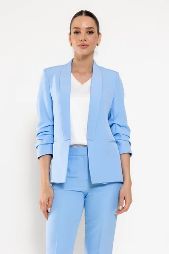 Sacou Caramel casual cu manșetă bleu S1511