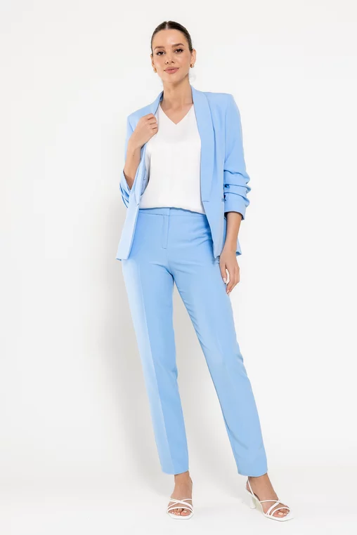 Sacou Caramel casual cu manșetă bleu S1511 picture - 3