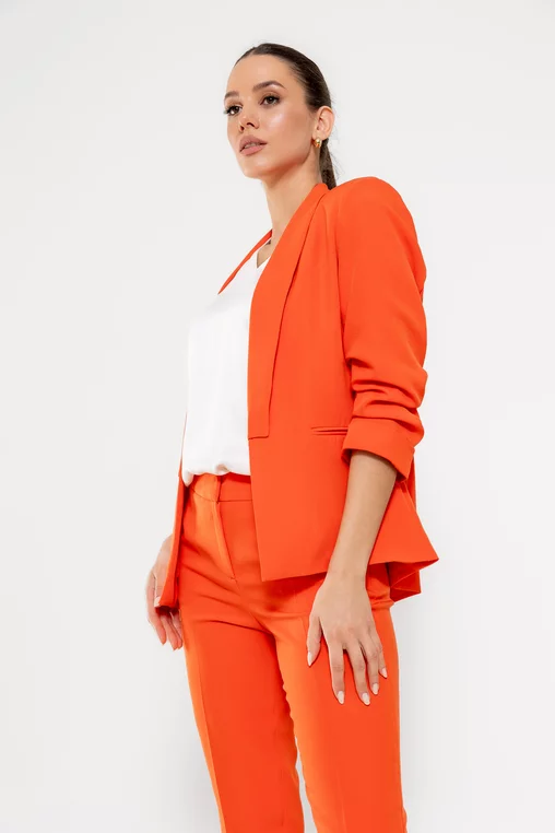 Sacou Caramel casual cu manșetă corai S1511 picture - 6