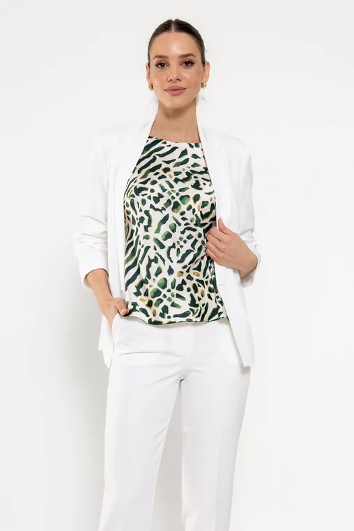 Sacou Caramel casual cu manșetă ivory S1511 picture - 6