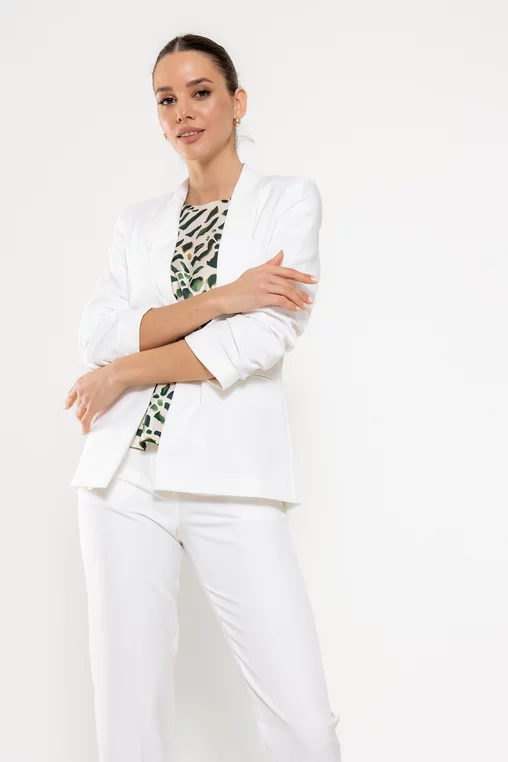 Sacou Caramel casual cu manșetă ivory S1511 picture - 3
