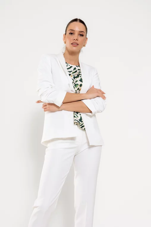 Sacou Caramel casual cu manșetă ivory S1511 picture - 1