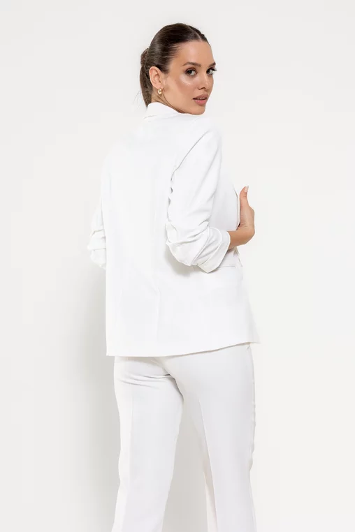 Sacou Caramel casual cu manșetă ivory S1511 picture - 4