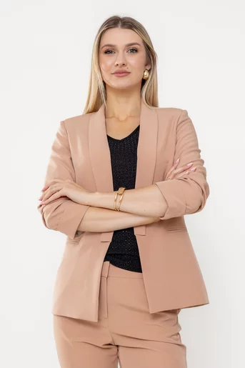 Sacou Caramel casual cu manșetă mocha S1511