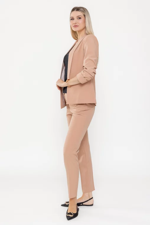 Sacou Caramel casual cu manșetă mocha S1511 picture - 3