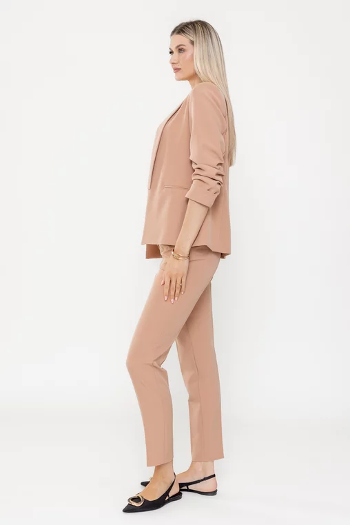 Sacou Caramel casual cu manșetă mocha S1511 picture - 5