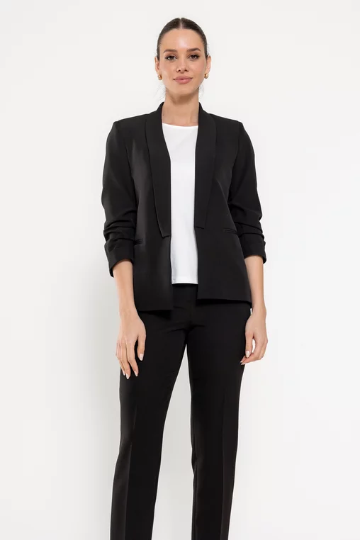 Sacou Caramel casual cu manșetă negru S1511 picture - 1