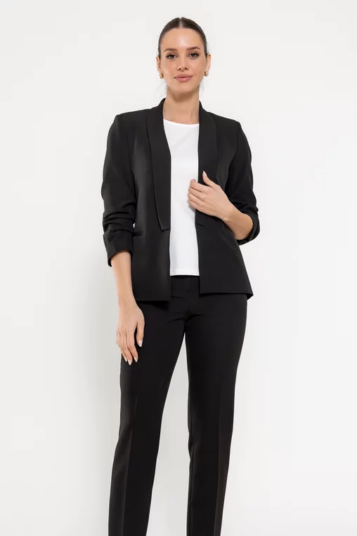 Sacou Caramel casual cu manșetă negru S1511 picture - 4
