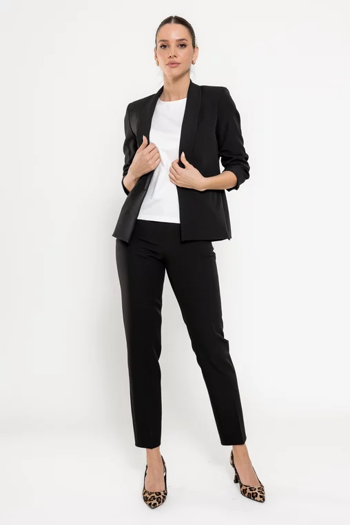 Sacou Caramel casual cu manșetă negru S1511 picture - 3