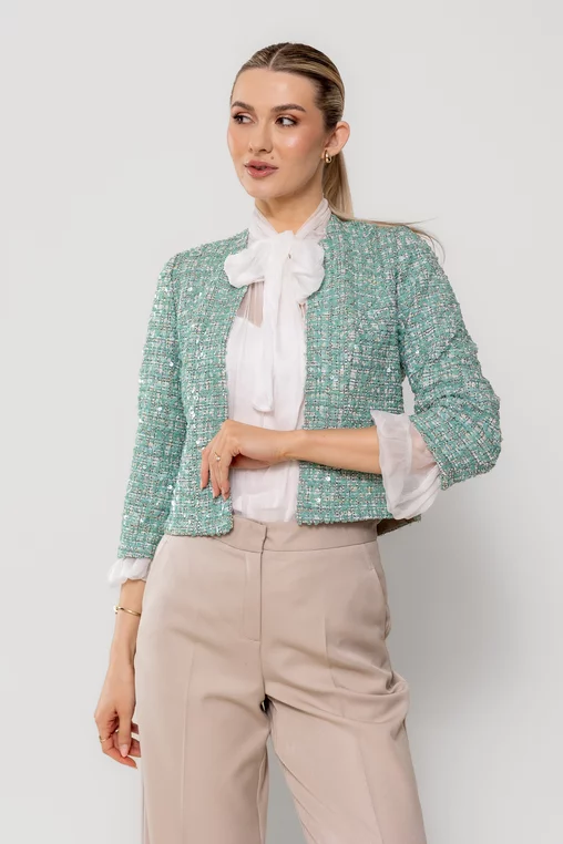 Sacou Caramel cu paiete vernil S1509 picture - 5