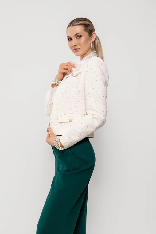 Sacou Caramel elegant cu clape ivory S1506 picture - 9