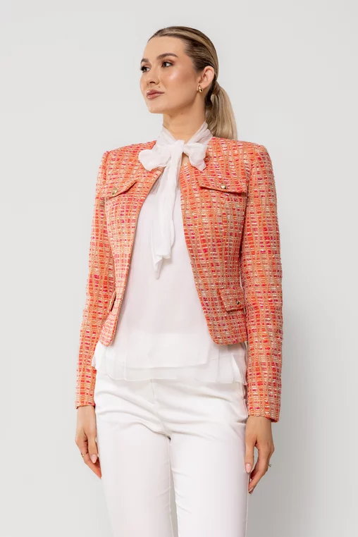 Sacou Caramel elegant cu clape oranj S1505 picture - 9
