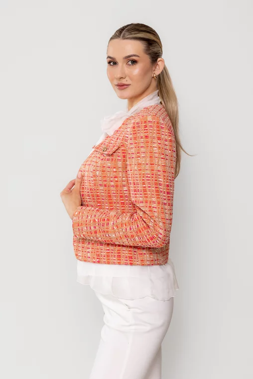 Sacou Caramel elegant cu clape oranj S1505 picture - 7