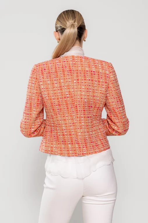 Sacou Caramel elegant cu clape oranj S1505 picture - 5