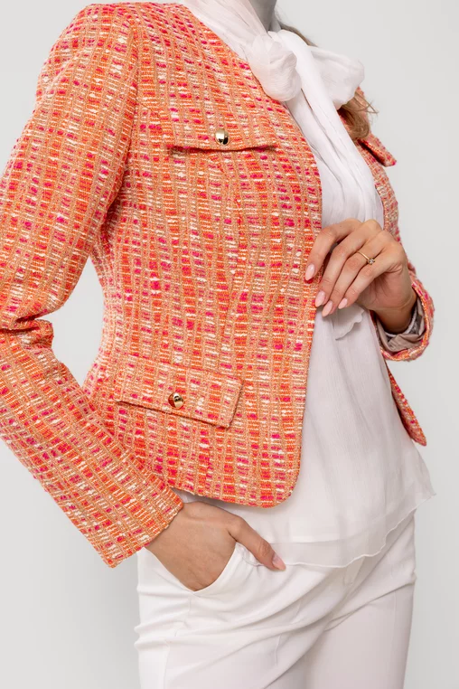 Sacou Caramel elegant cu clape oranj S1505 picture - 3