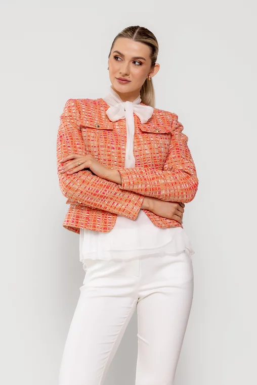 Sacou Caramel elegant cu clape oranj S1505 picture - 10