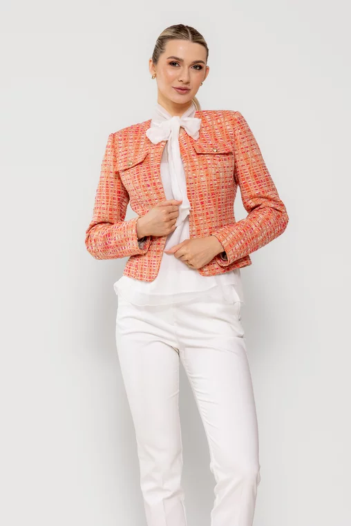 Sacou Caramel elegant cu clape oranj S1505 picture - 11