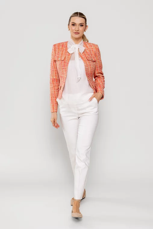 Sacou Caramel elegant cu clape oranj S1505 picture - 6