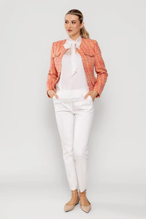 Sacou Caramel elegant cu clape oranj S1505 picture - 12