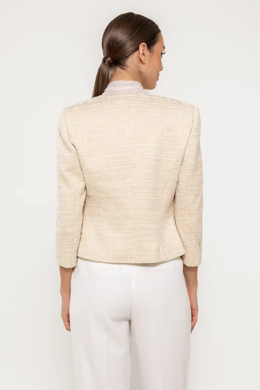Sacou Caramel elegant cu fir lucios crem S1508 picture - 3